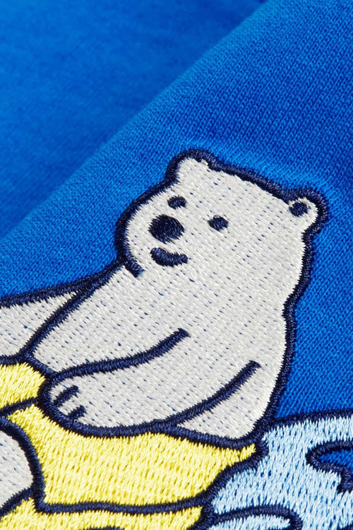Breathable Embroidered Graphic Streetwear Tee - Klein Blue