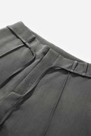 Curved Wide-Leg Trouser Pants - Gray