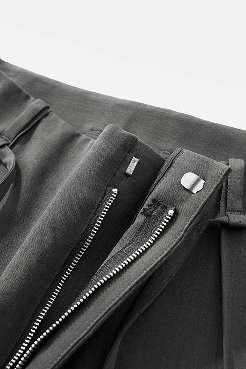 Curved Wide-Leg Trouser Pants - Gray
