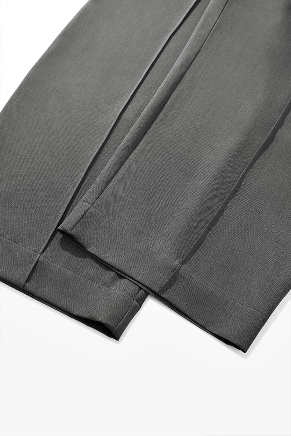 Curved Pleat Wide-Leg Cleanfit Workwear Trousers