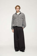 Vintage Frog-Button Checked Shirt Jacket - Black