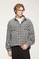 Vintage Frog-Button Checked Shirt Jacket - Black