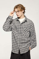 Vintage Frog-Button Checked Shirt Jacket - Black