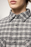 Vintage Frog-Button Checked Shirt Jacket - Black