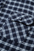 Vintage Frog-Button Checked Shirt Jacket - Blue