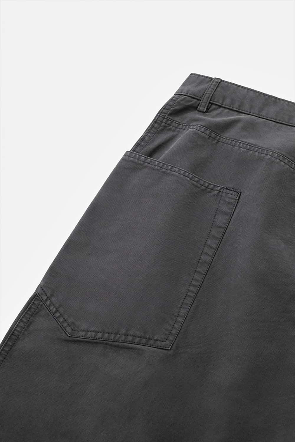 Washed Distressed Scimitar-Cut Wide-Leg Workwear Pants