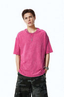 Distressed Snow-Washed Heavyweight Tee - Rose Red