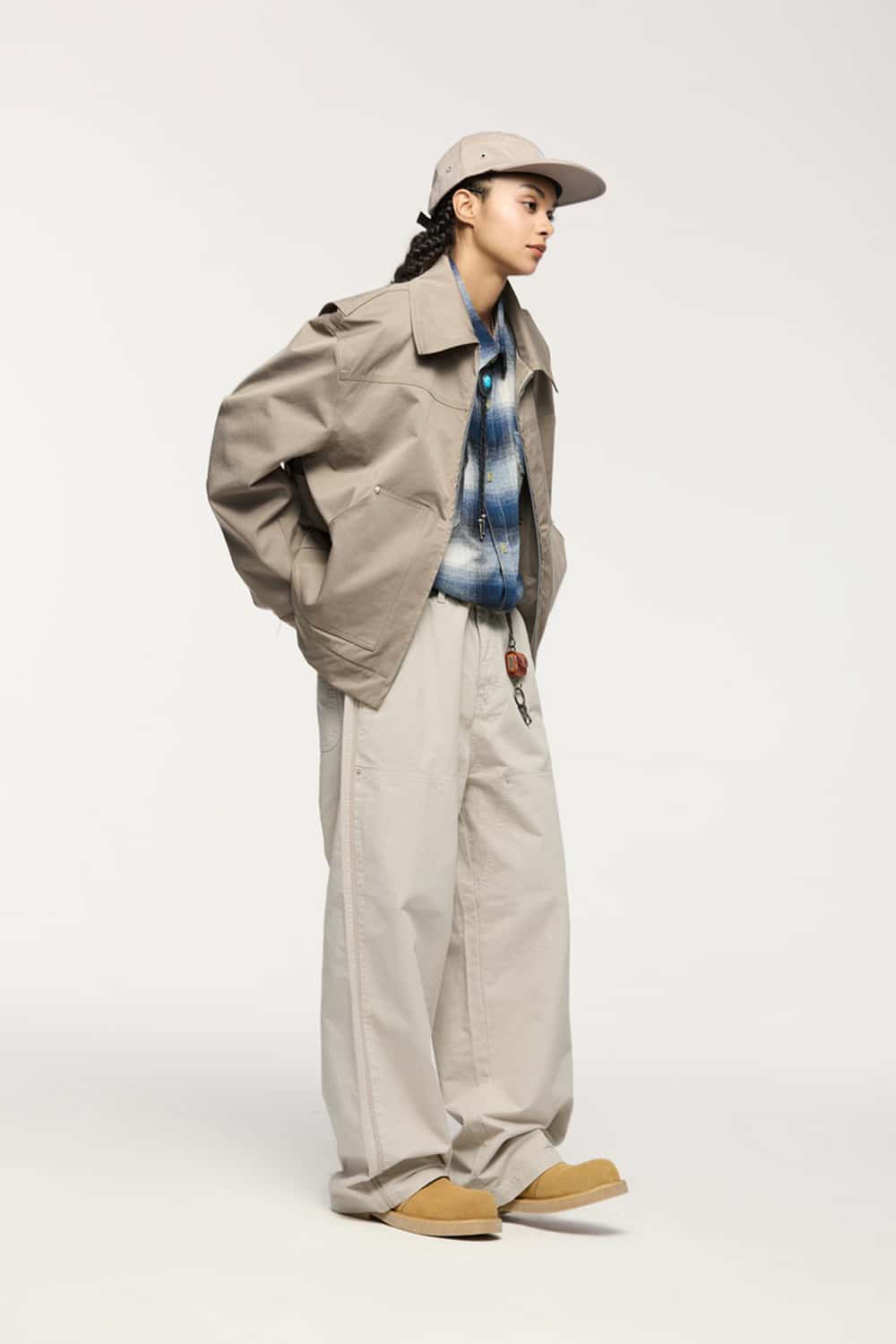 Washed Cotton Carpenter Work Pants with Rivet Detail