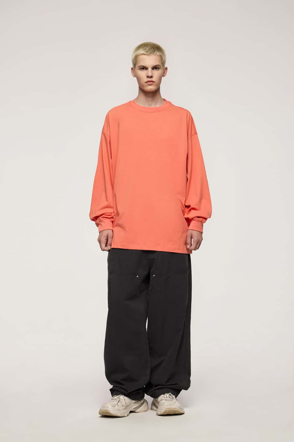 Washed Cotton Carpenter Work Pants with Rivet Detail
