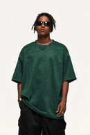 Heavyweight Faux-Suede Short Sleeve Tee - Blackish Green