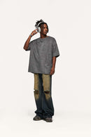Heavyweight Faux-Suede Short Sleeve Tee - Dark Gray