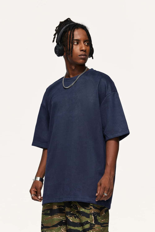 Heavyweight Faux-Suede Short Sleeve Tee - Royal Blue