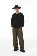 Men's Breathable Solid Henley Long-Sleeve - Black