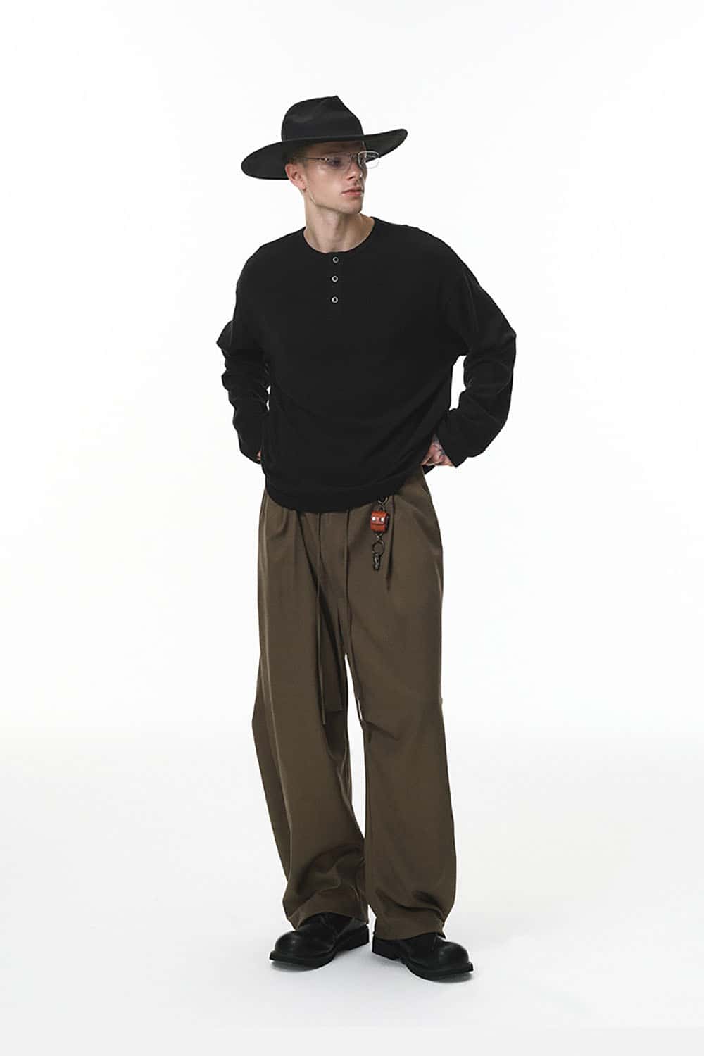 Long Sleeve Henley T-Shirt _ Cleanfit Casual Solid Base Layer