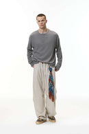 Men's Breathable Solid Henley Long-Sleeve - Flower Gray