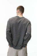 Waffle V-Neck Long Sleeve Tee - Heather Gray
