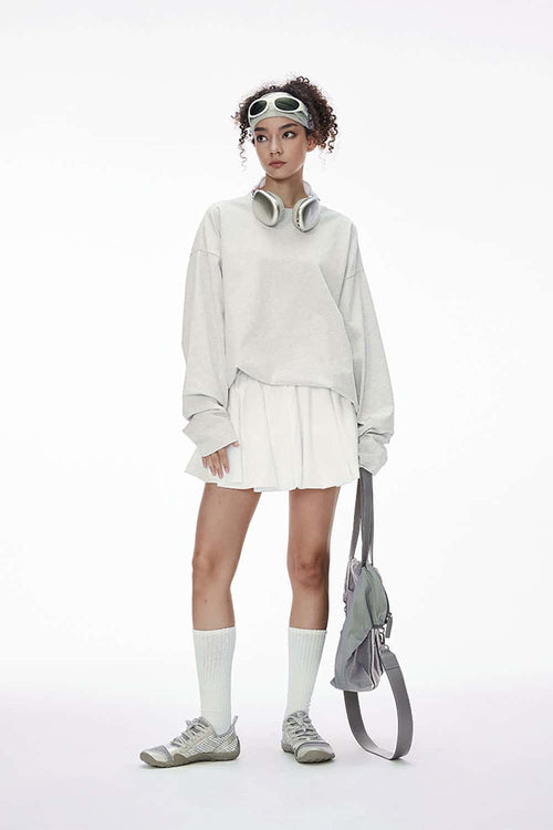 Structured Stretch Long-Sleeve Tee - Flower Gray