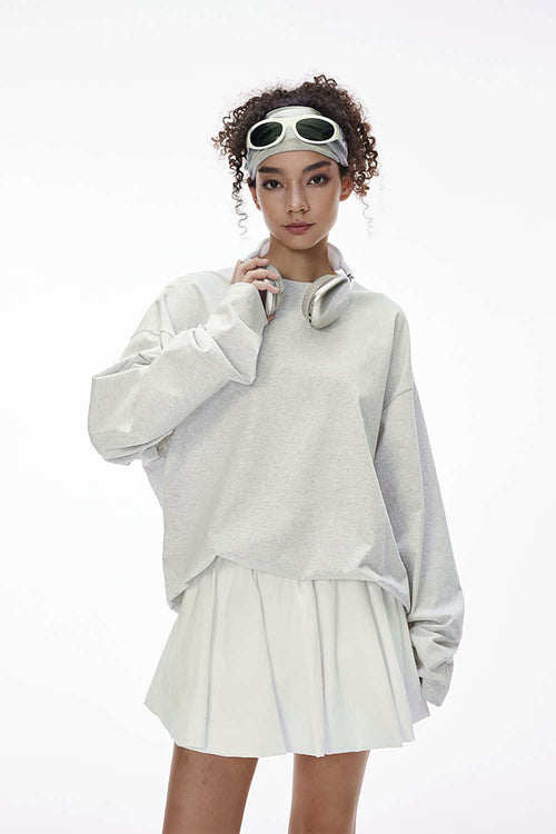 Structured Stretch Long-Sleeve Tee - Flower Gray