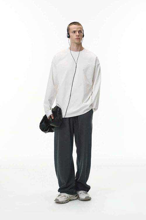 Structured Stretch Long-Sleeve Tee - White