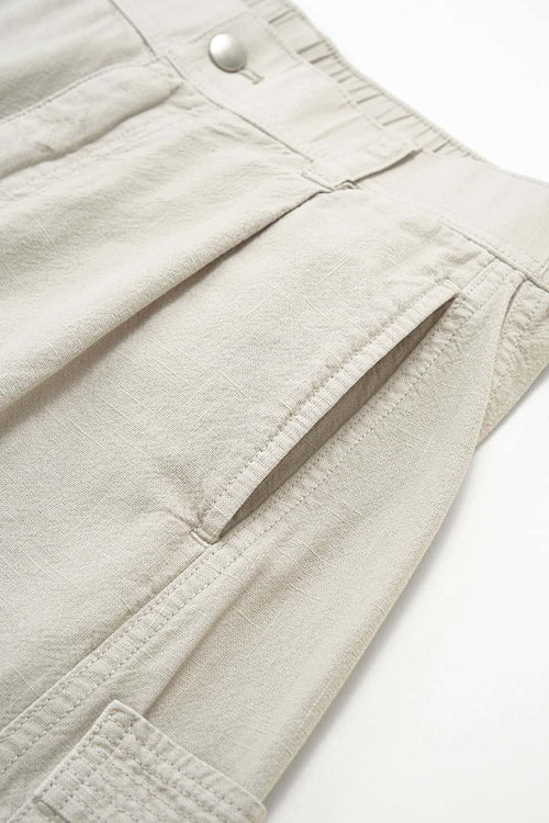 Deconstructed Multi-Pocket Cargo Pants - Light Gray
