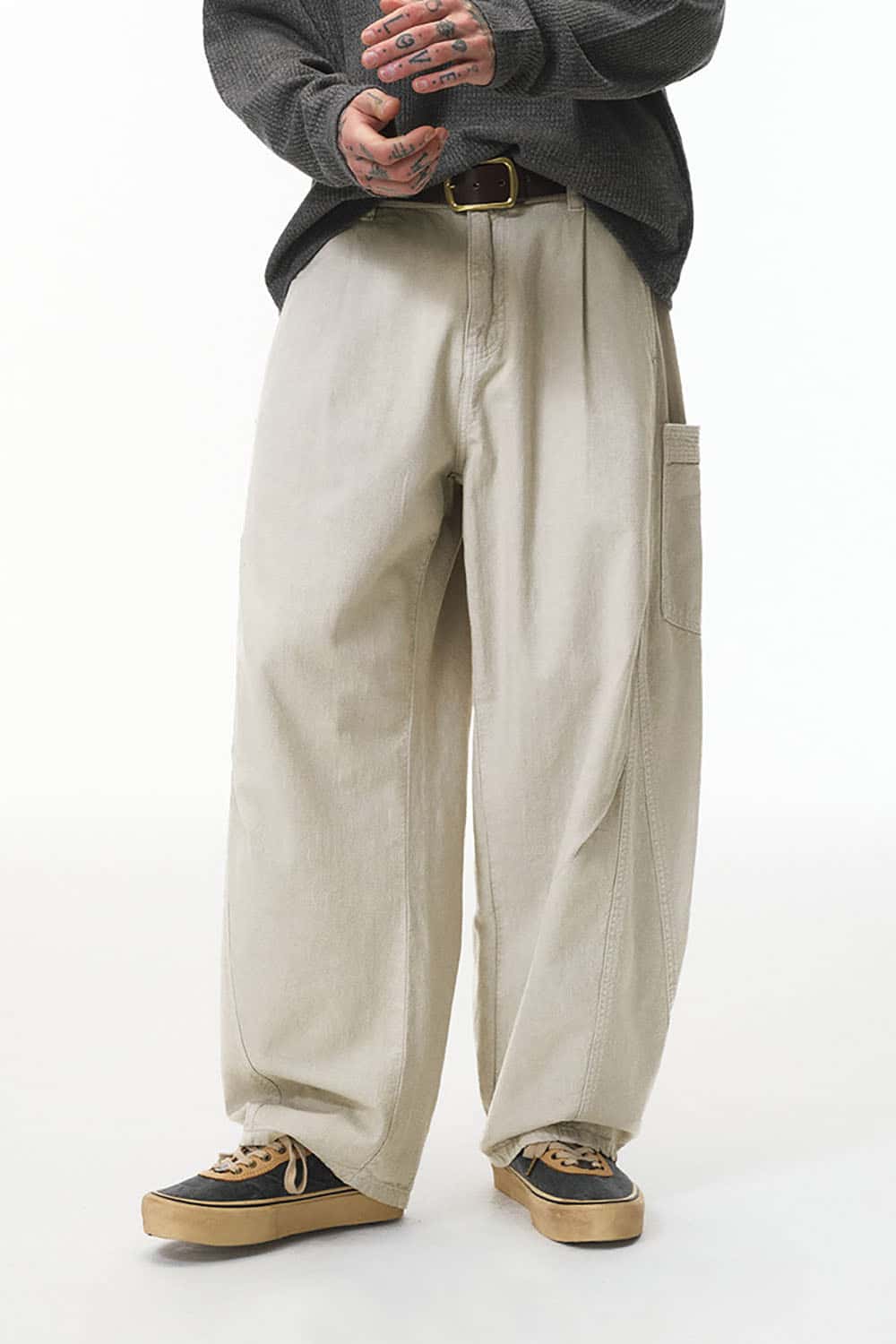 Deconstructed Multi-Pocket Cargo Pants _ Relaxed Fit Casual Utility Trousers