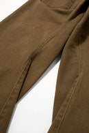 Washed 3D Curved Cargo Pants - Brown