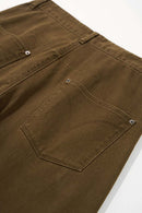 Washed 3D Curved Cargo Pants - Brown