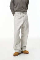 Washed 3D Curved Cargo Pants - Light Gray