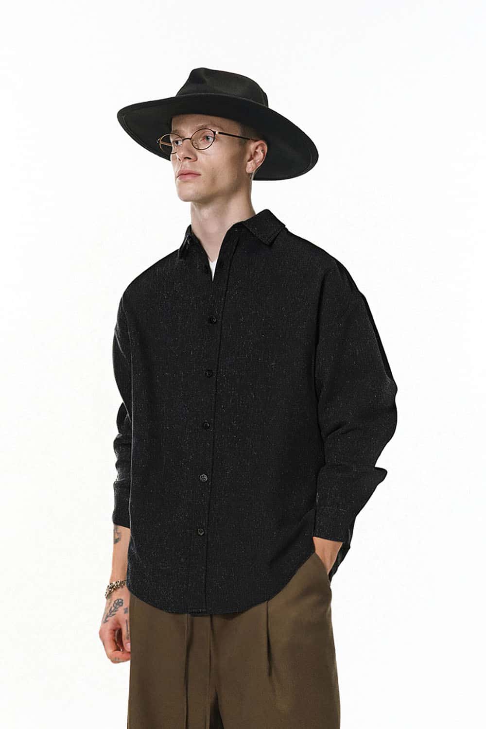 Linen Loose-Fit Drop Shoulder Long Sleeve Shirt _ Comfortable Button-Up Cardigan