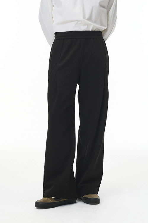 Deconstructed Twill Curved Pants - Active Black