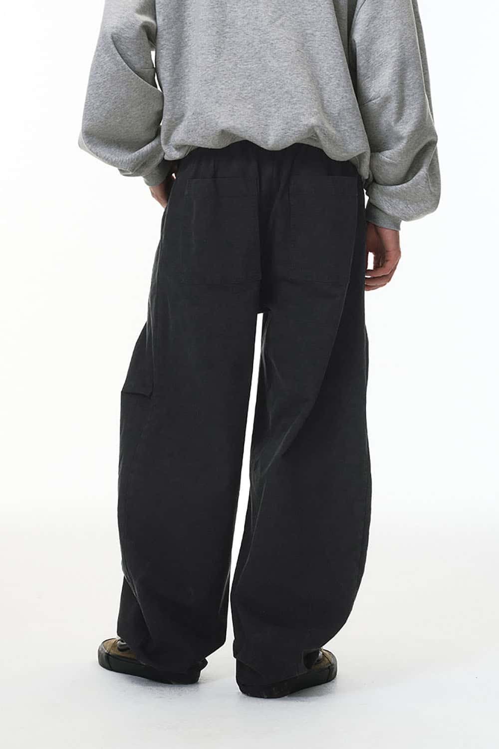 Pleated Cargo Wide-Leg Pants _ Solid Color Relaxed Fit Casual Trousers