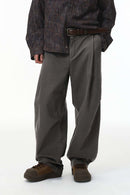 Pleated Wide Leg Cargo Pants - Dark Gray