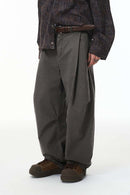 Pleated Wide Leg Cargo Pants - Dark Gray