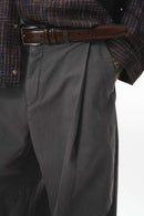 Pleated Wide Leg Cargo Pants - Dark Gray