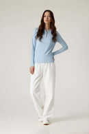 Breathable Lyocell Henley Long-Sleeve Tee - Baby Blue