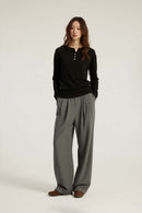 Breathable Lyocell Henley Long-Sleeve Tee - Black