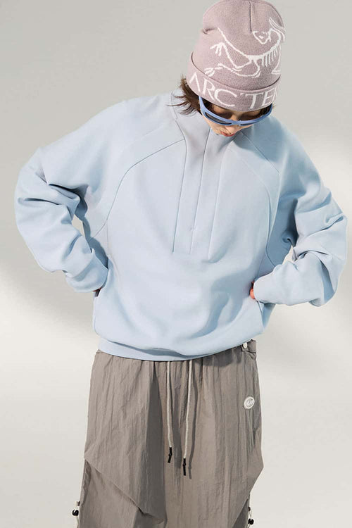 Performance Half-Zip Active Sweatshirt - Baby Blue