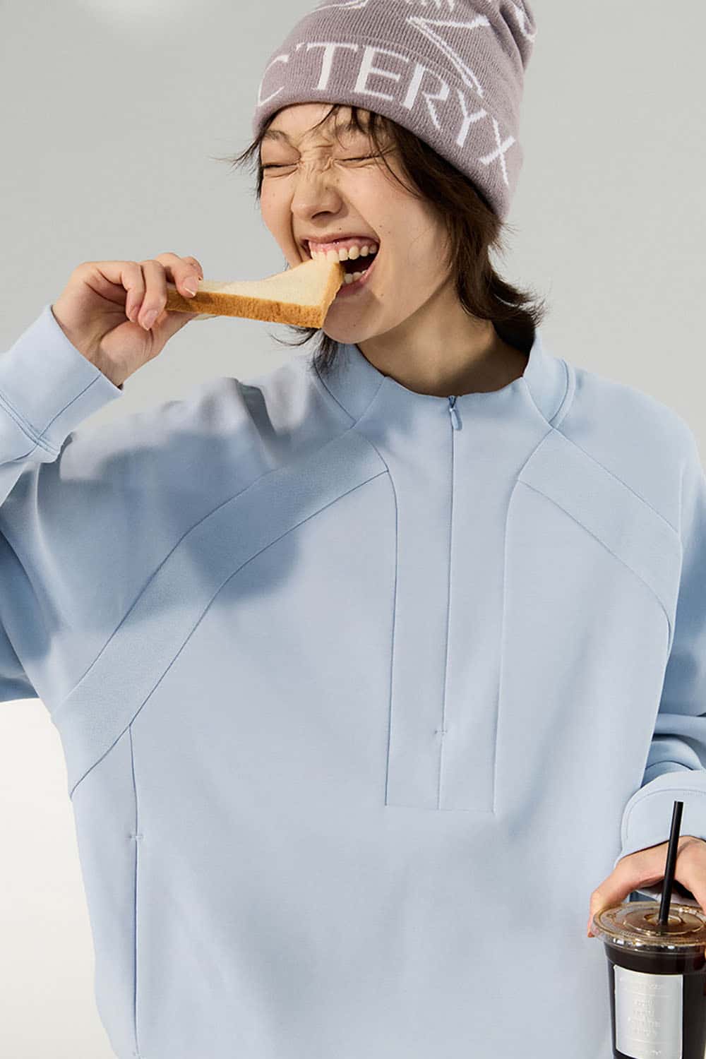 Lycra Pique Stretch Half-Zip Sweatshirt _ Comfortable Warm Lightweight Pullover