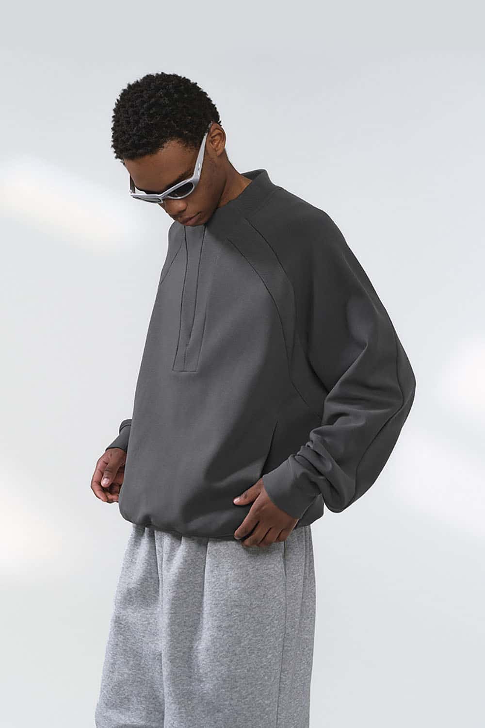 Lycra Pique Stretch Half-Zip Sweatshirt _ Comfortable Warm Lightweight Pullover