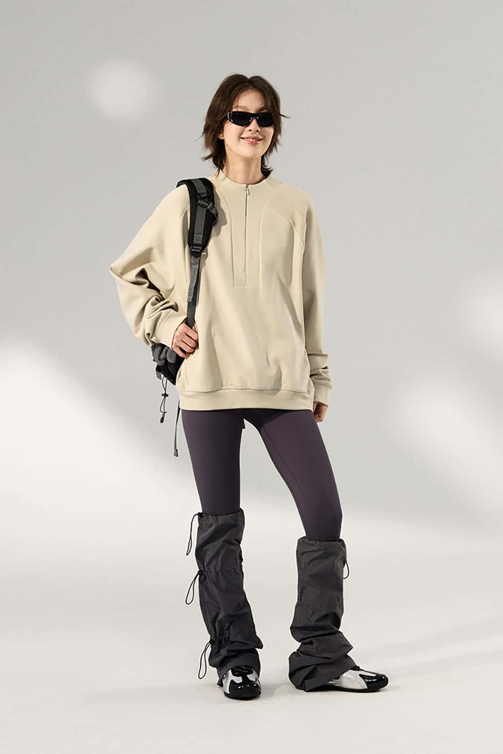 Lycra Pique Stretch Half-Zip Sweatshirt _ Comfortable Warm Lightweight Pullover