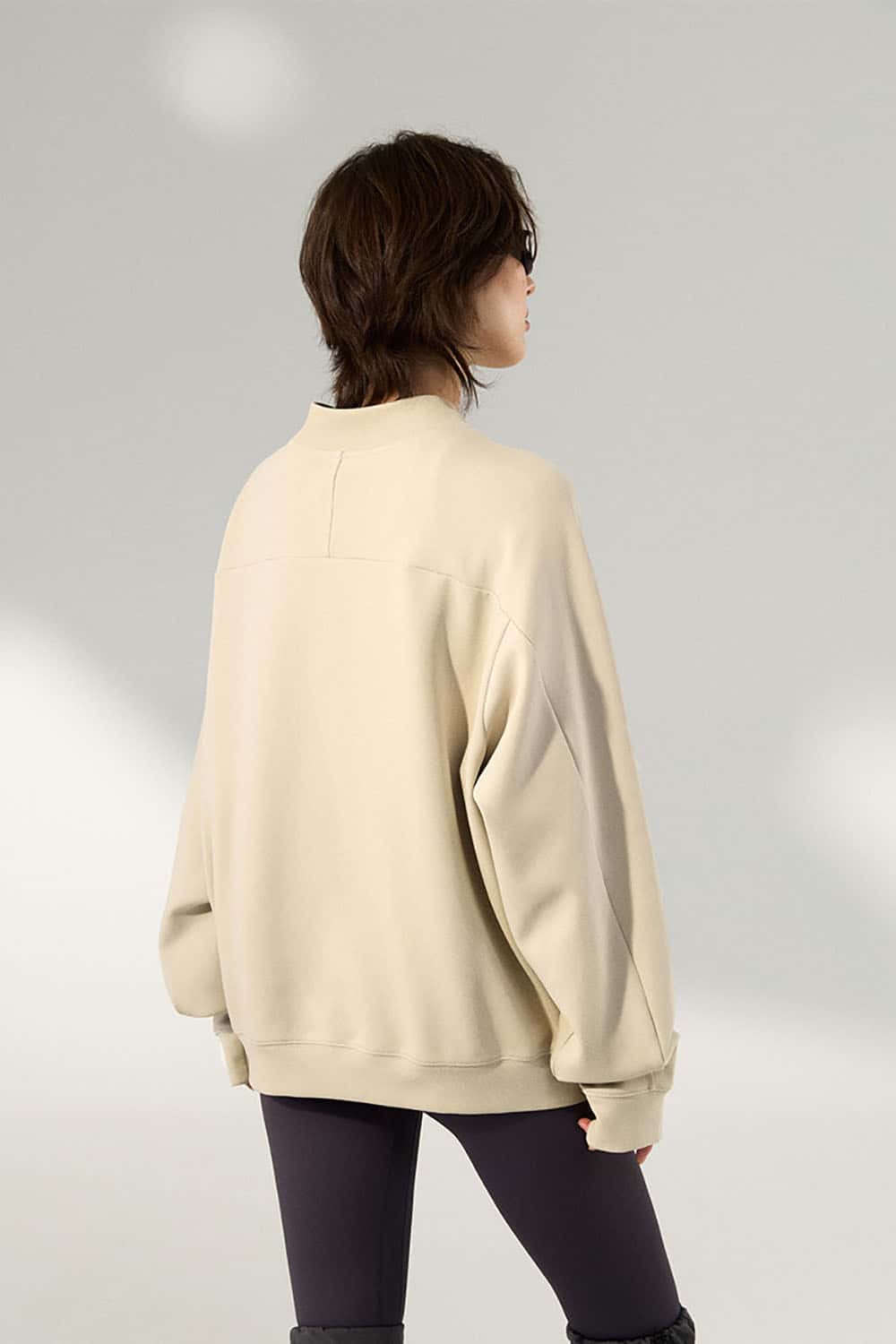 Lycra Pique Stretch Half-Zip Sweatshirt _ Comfortable Warm Lightweight Pullover