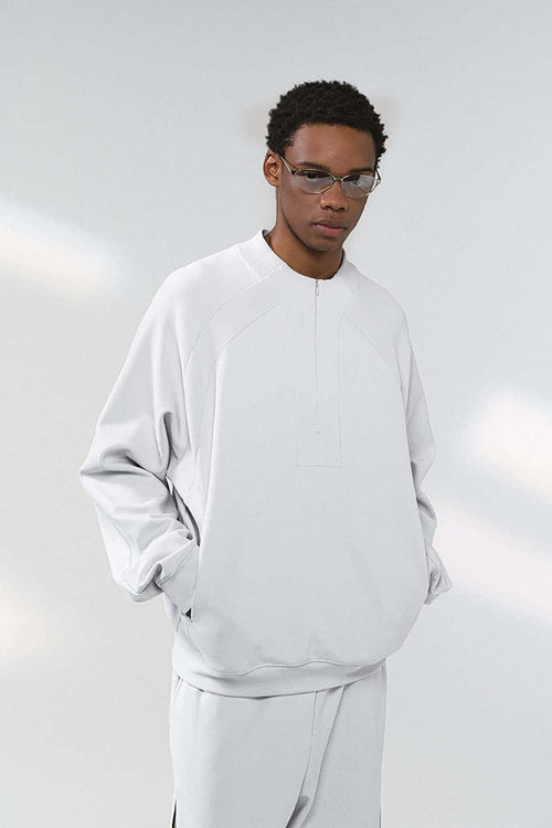 Performance Half-Zip Active Sweatshirt - Light Gray