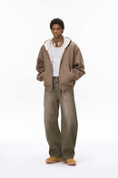 Reversible Contrast Zip Cropped Hoodie - Heather Gray