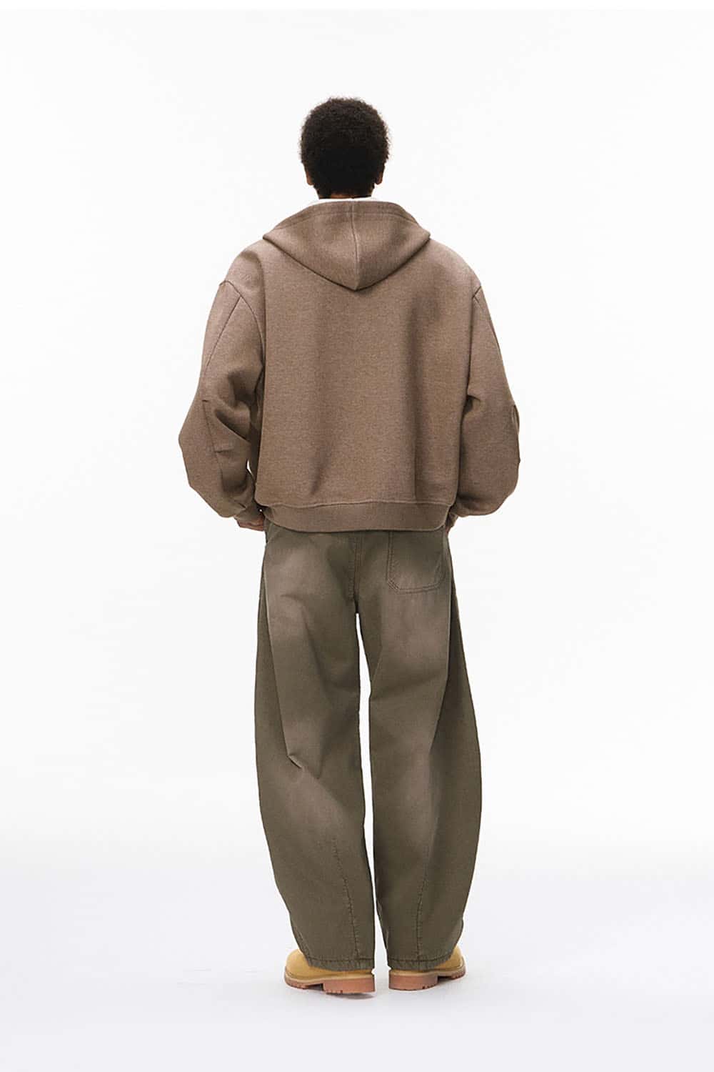 Double-Sided Zipper Contrast Short Hooded Sweatshirt _ Relaxed Fit Zip-Up Hoodie