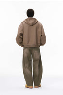 Reversible Contrast Zip Cropped Hoodie - Heather Gray
