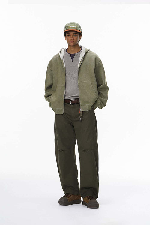 Reversible Contrast Zip Cropped Hoodie - Sand
