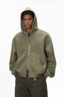 Reversible Contrast Zip Cropped Hoodie - Sand