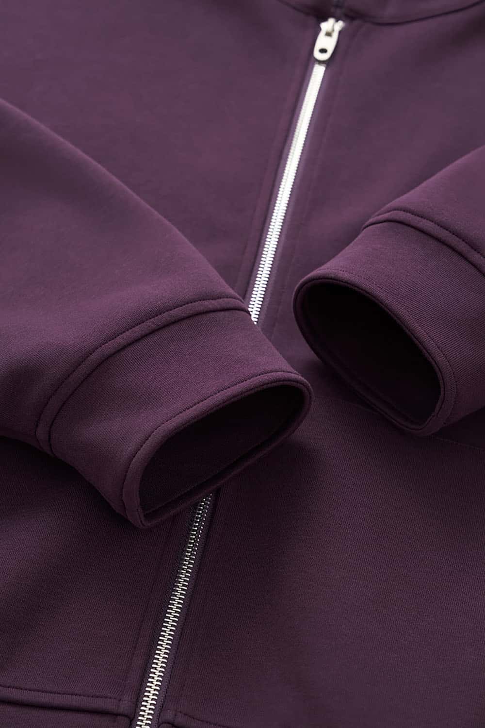 Plaid Contrast Short Hooded Sweatshirt _ Relaxed Fit Zip-Up Casual Jacket