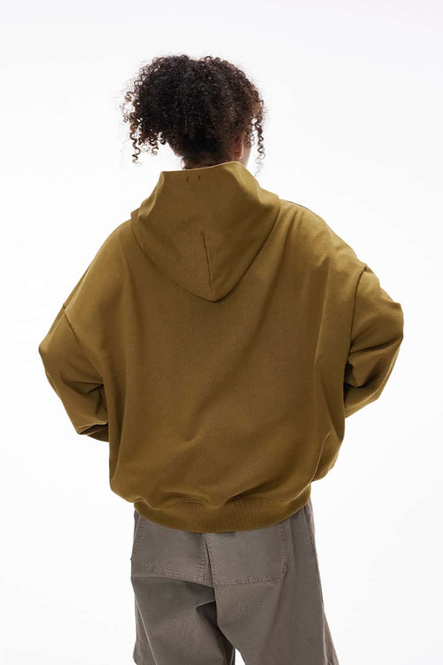 Textured Cropped Pullover Hoodie - Brown