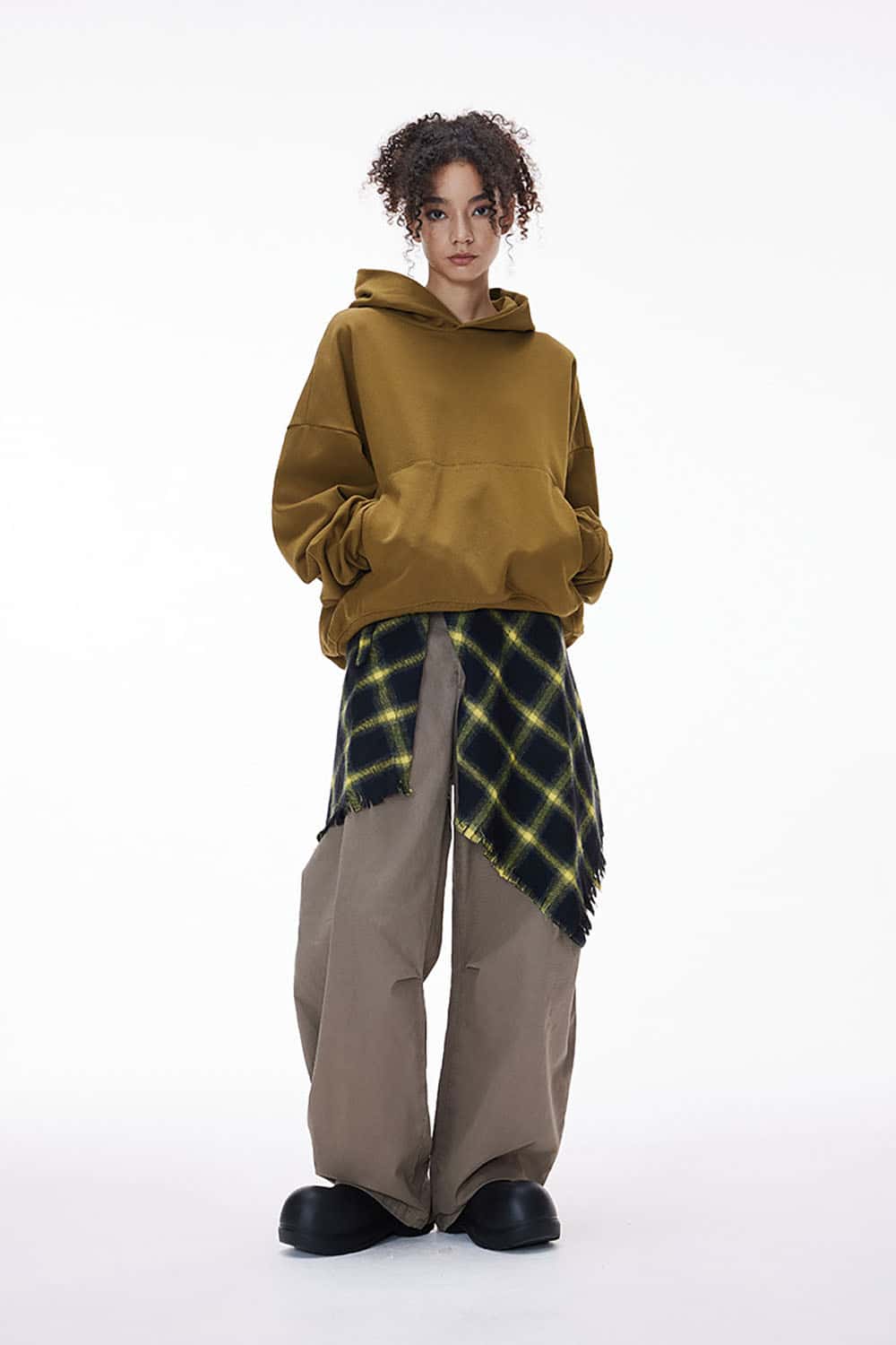 Dragon Scale Textured Boxy Hoodie _ 380G Relaxed Fit Cropped Pullover with Pocket